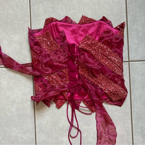 Pink Floral Sequin corset - Picture 3 of 8